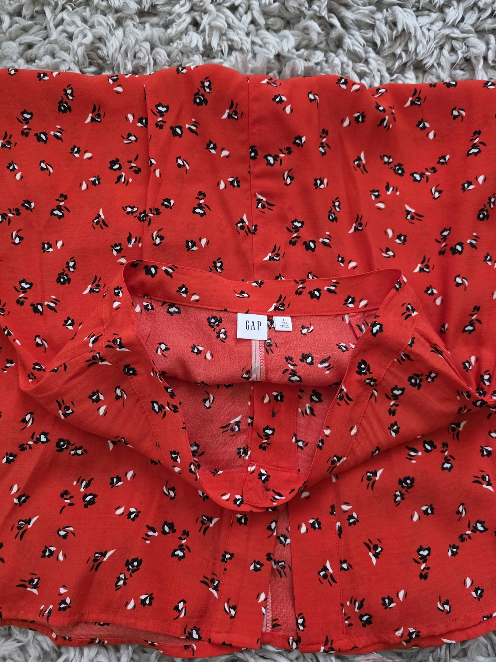 GAP Red Floral Button-Front A-Line Skirt Sz. 4 Tall - Picture 5 of 9